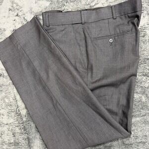 Stafford Dress Pants Men 36x32 Gray Sharkskin Classic Fit Travel Trousers